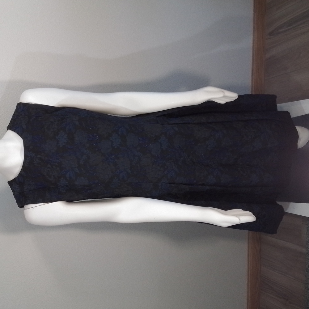 Carmen Marc Valvo Black/Blue Sleeveless Cocktail/Party Dress, Size 10.